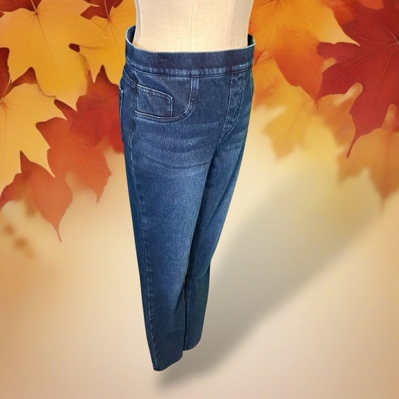 Spanx Dark Blue Wash Ankle Length Pull-On Skinny Jeans Size Small - Picture 11 of 11